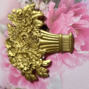 Brooch - Floral Vase Made of Brass
